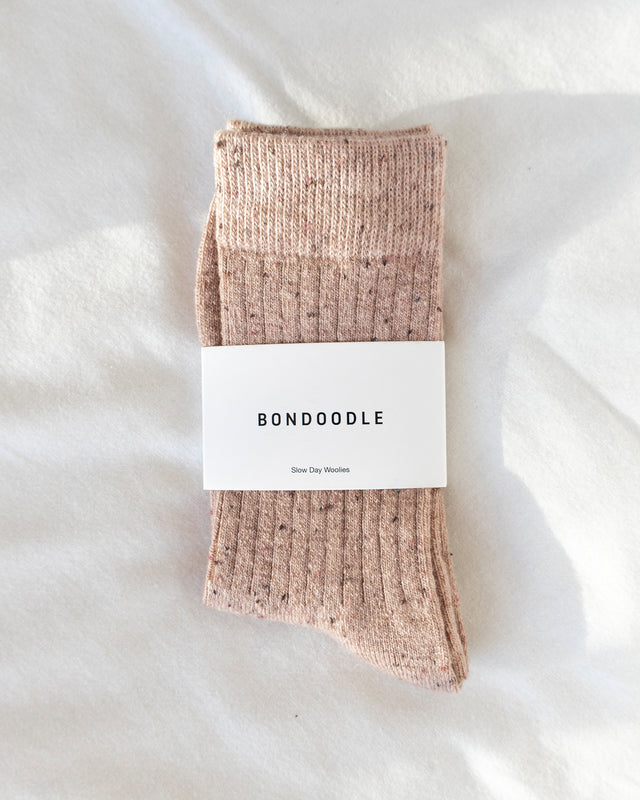 Premium merino wool socks in light brown beige